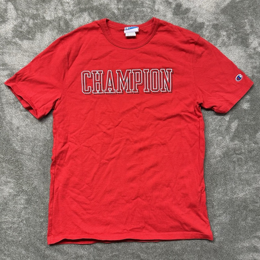 Champion Short Sleeve Loose Fit T-Shirt Casual ‎ Wear Red Medium Unisex Heavy